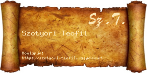 Szotyori Teofil névjegykártya